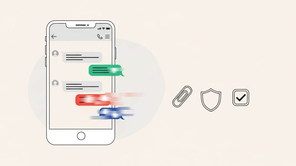 Ilustración de chat donde amenazar a alguien es un delito en México, con enfoque en evidencia digital y protección.