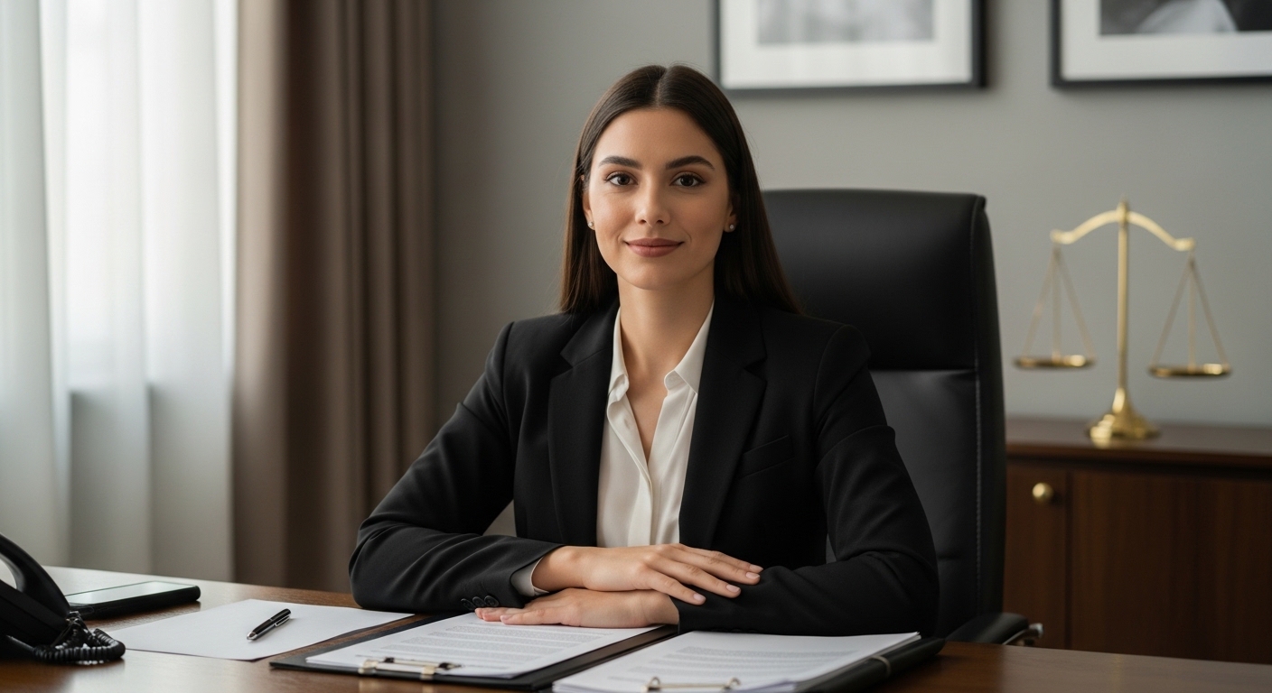 Abogada en despacho profesional brindando consulta legal en materia civil y familiar en México